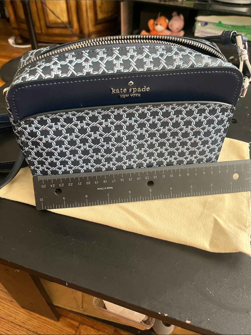 kate spade Navy and White Geometric Crossbody Bag
